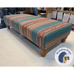 Arden Plain Top Bench Stool 122x53cm (48x21") - Geometric Stripe Capri - 5ins Turned Natural Leg - Piped Trim 4818