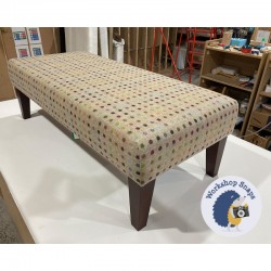 Arden Plain Top Bench Stool 122x53cm (48x21") - Wool Spot Natural - 9ins Tapered Mahogany Leg 6159