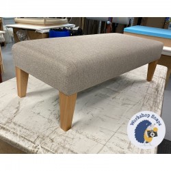 Arden Plain Top Bench Stool 122x53cm (48x21") - Textured Weave Stone - Plain Trim - 9ins Tapered Natural Leg 8602