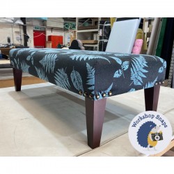 Arden Plain Top Bench Stool 122x53cm (48x21") - COM Pelham Autumnal Floral - 9ins Tapered Mahogany Leg - Corner Studs 4803