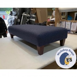 Arden Plain Top Bench Stool 122x53cm (48x21") - Faux Leather Cream - Corner Studs - 9ins Tapered Natural Leg 5505