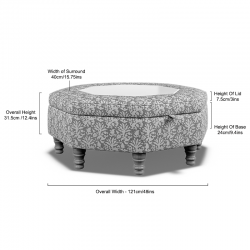 Delamere Octagonal Storage Ottoman 121cm (48") with Chess Board Inlay