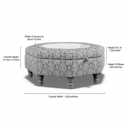 Delamere Octagonal Storage Ottoman 102cm (40") with Chess Board Inlay Delamere Octagonal Storage Ottoman 102cm (40") with Chess Board Inlay