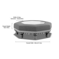 Cadora Octagonal Ottoman 80cm (31.5") with Glass Inlay Cadora Octagonal Ottoman 80cm (31.5") with Glass Inlay