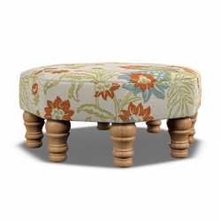 Warmley Octagonal Ottoman 60cm (24") in Rapture & Wright Phersephone Burnt Sienna - Top Edge Backtacked - 12.7cm (5") Turned Leg Oak - No Trim Cutout