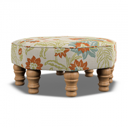 Warmley Octagonal Ottoman 60cm (24") in Rapture & Wright Phersephone Burnt Sienna - Top Edge Self Piped - 12.7cm (5") Turned Leg Oak - No Trim Cutout