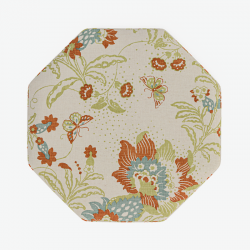 Warmley Octagonal Ottoman 60cm (24") in Rapture & Wright Phersephone Burnt Sienna - Top Edge Self Piped - 12.7cm (5") Turned Leg Oak - No Trim Cutout