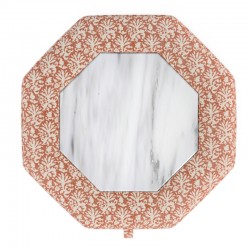 Delamere Octagonal Storage Ottoman 102cm (40") with Arabescato Italian Marble Inlay in Fermoie Aylsham - Top Edge Backtacked - 12.7cm (5") Turned Leg Oak - No Trim Delamere Octagonal Storage Ottoman 102cm (40") with Arabescato Italian Marble Inlay in Fermoie Aylsham - Top Edge Backtacked - 12.7cm (5") Turned Leg Oak - No Trim