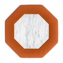 Cadora Octagonal Ottoman 80cm (31.5") with Arabescato Italian Marble Inlay in Linwood Romney Wool Ember - Top Edge Self Piped - 12.7cm (5") Turned Leg Oak - No Trim Cadora Octagonal Ottoman 80cm (31.5") with Arabescato Italian Marble Inlay in Linwood Romney Wool Ember - Top Edge Self Piped - 12.7cm (5") Turned Leg Oak - No Trim