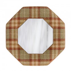 Cadora Octagonal Ottoman 60cm (24") with Arabescato Italian Marble Inlay in Moon Wool Threshfield Agate - Top Edge Backtacked - 12.7cm (5") Turned Leg Oak - No Trim