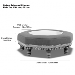 Cadora Octagonal Ottoman 121cm (48") with Marble Inlay