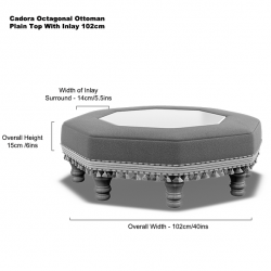 Cadora Octagonal Ottoman 102cm (40") with Glass Inlay Cadora Octagonal Ottoman 102cm (40") with Glass Inlay