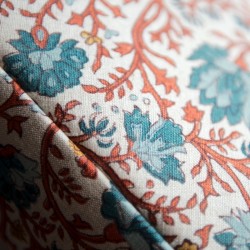 Cadora Octagonal Ottoman 80cm (31.5") with Glass Inlay with Chess Board Inlay in Ian Sanderson Mallow Border Cortez - Top Edge Backtacked - 12.7cm (5") Turned Leg Oak - No Trim Cadora Octagonal Ottoman 80cm (31.5") with Glass Inlay with Chess Board Inlay in Ian Sanderson Mallow Border Cortez - Top Edge Backtacked - 12.7cm (5") Turned Leg Oak - No Trim