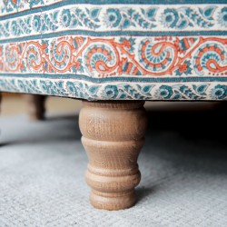 Delamere Octagonal Storage Ottoman 102cm (40") with Chess Board Inlay in Ian Sanderson Mallow Border Cortez - Top Edge Backtacked - 12.7cm (5") Turned Leg Oak - No Trim Delamere Octagonal Storage Ottoman 102cm (40") with Chess Board Inlay in Ian Sanderson Mallow Border Cortez - Top Edge Backtacked - 12.7cm (5") Turned Leg Oak - No Trim