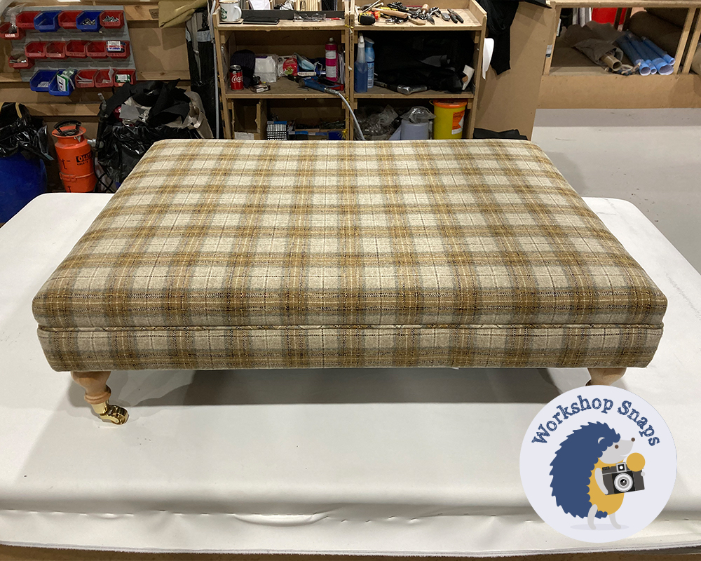 large rectangle gold check real wool footstool coffee table