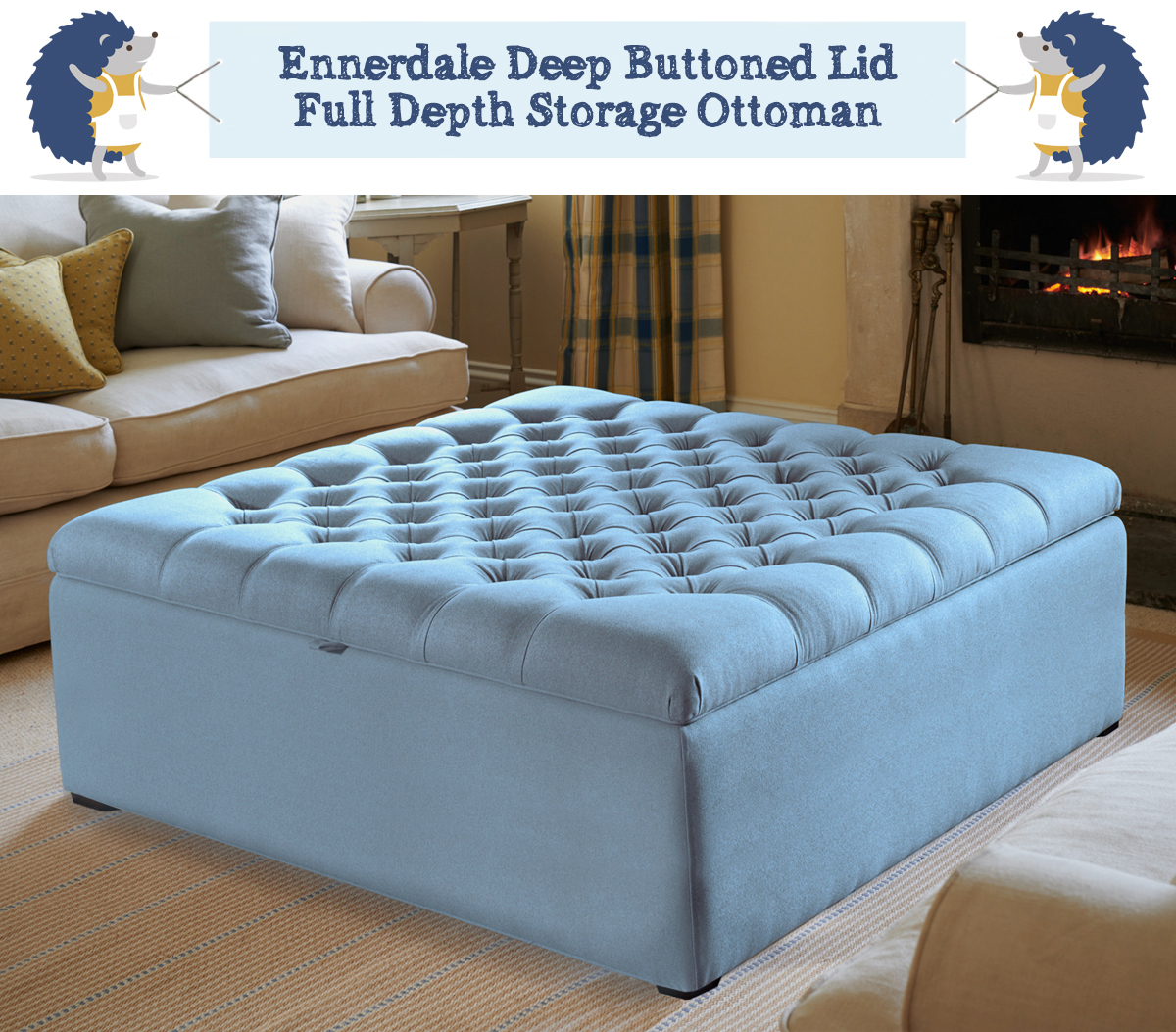 Large fabric footstool with storage