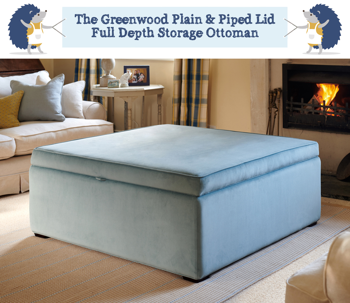 plain lid full depth storage footstool