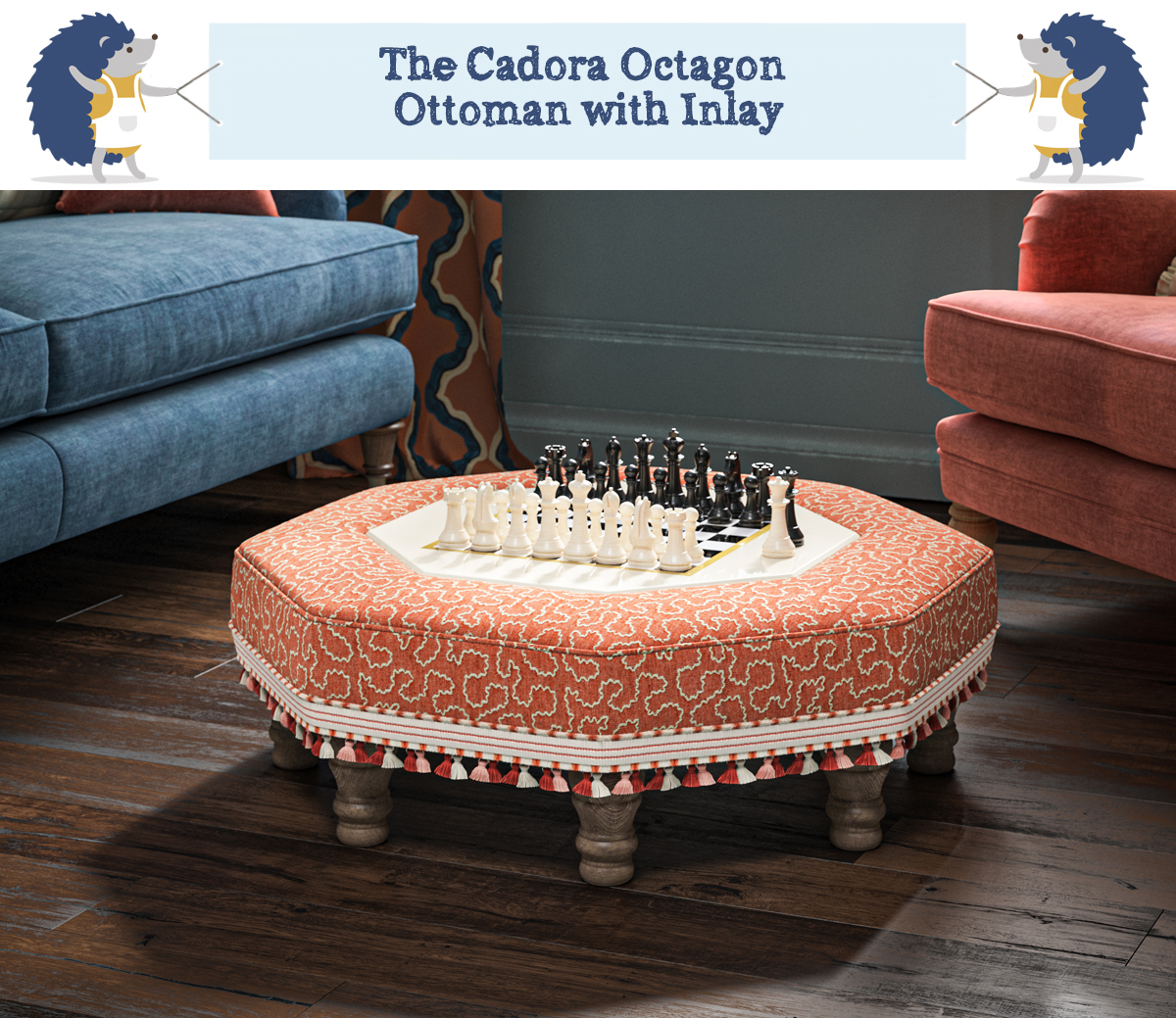 Octagonal Ottoman with Inlay