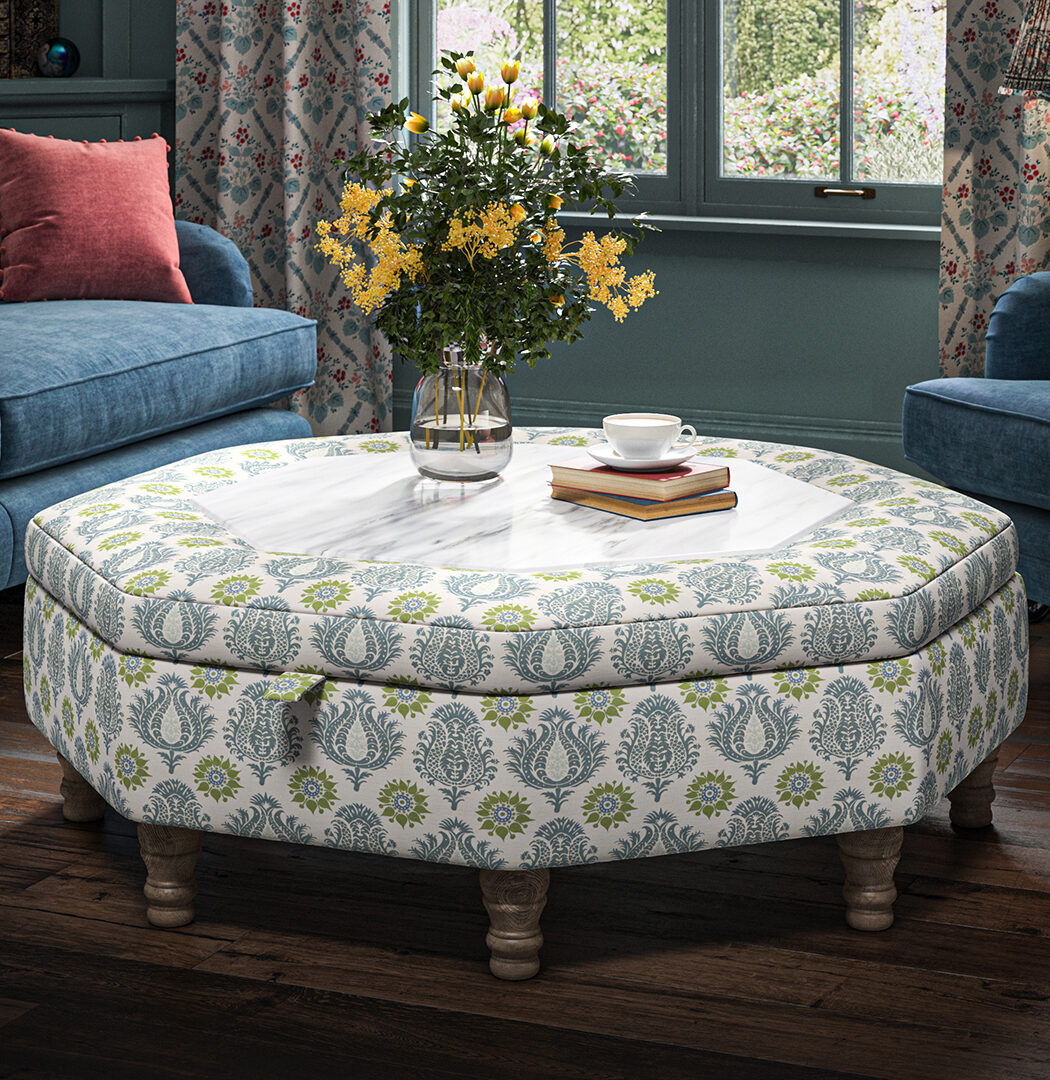 Octagon Storage Ottoman Coffee Table